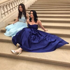 Betsy & Adam Strapless Sapphire Gown